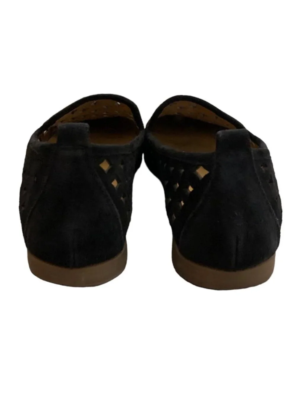 FRANCO SARTO Black Suede Cutout Accent "Famous" Closed Toe Flat Loafers Size 7M - Picture 7 of 9